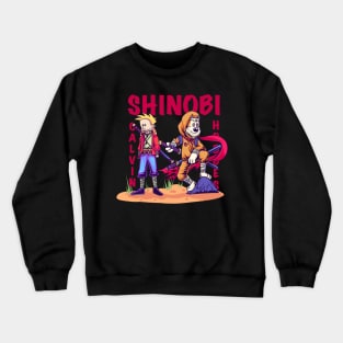 Shinobi Calvin and Hobbes parody samurai ninja Crewneck Sweatshirt